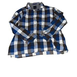 Tommy Bahama Plaid Long Sleeve Button Up Shirt White Blue Sz 3XL